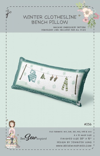 [BSI256] Winter Clothesline Bench Pillow