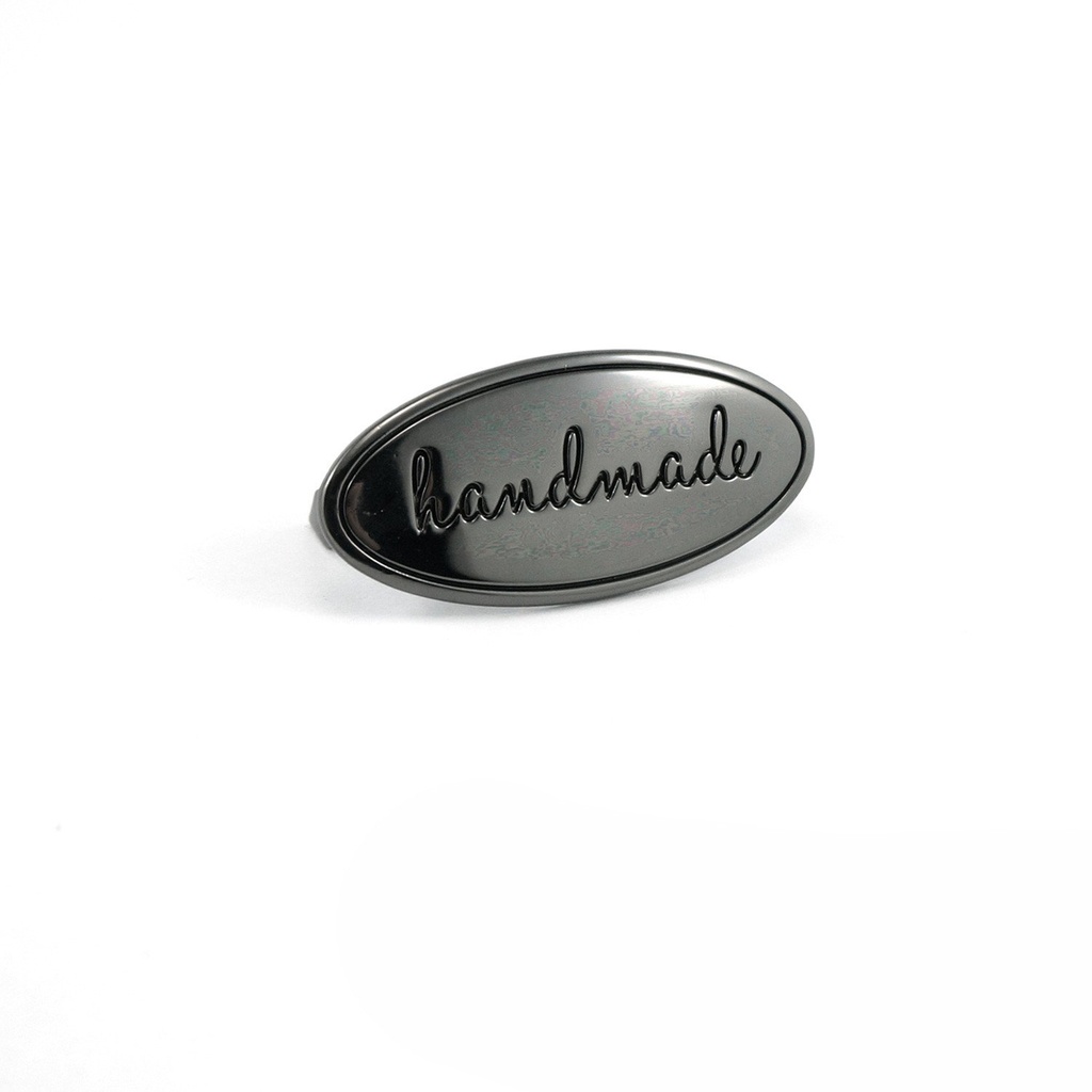 "Handmade" Oval Metal Bag Label