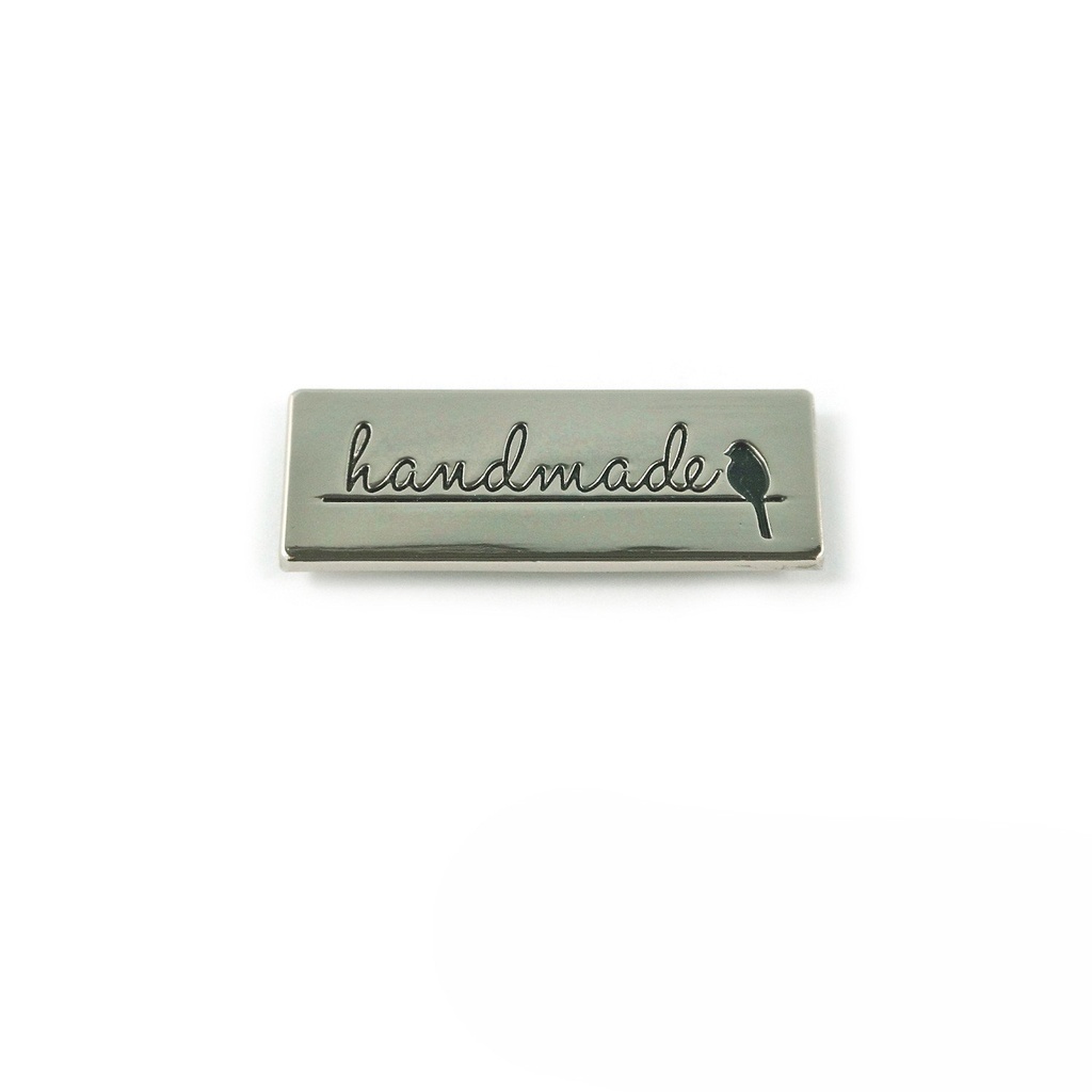 "Handmade" with Bird Metal Bag Label