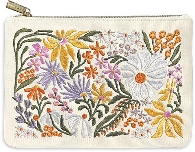 Embroidered Wildflower Pouch