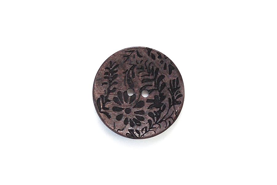 Coconut Flowers and Stems Gray Button BM1881C30