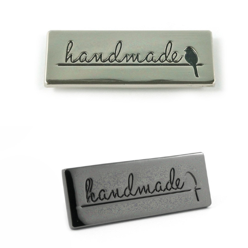 "Handmade" with Bird Metal Bag Label