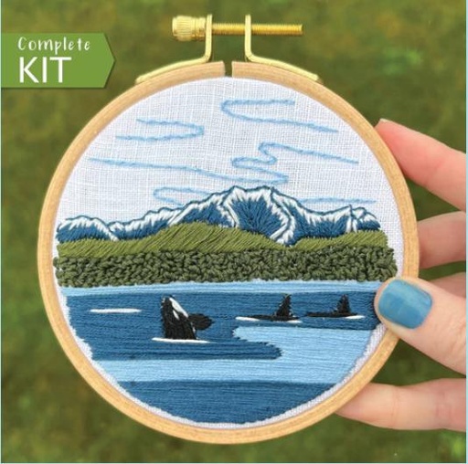 [Orcas] Orcas on the Sound Hand Embroidery Kit