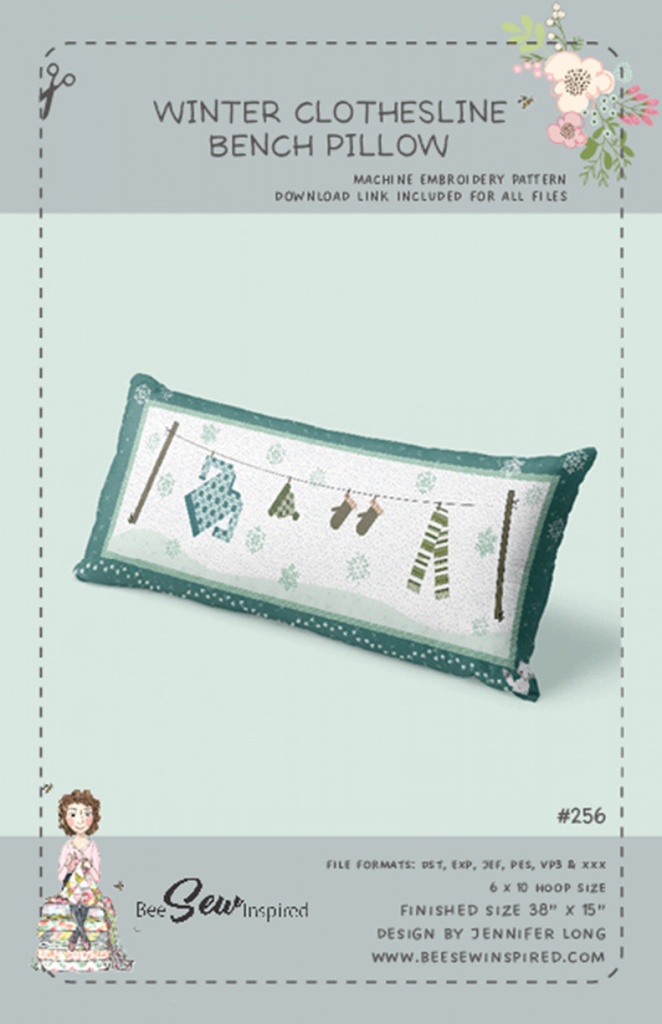 Winter Clothesline Bench Pillow