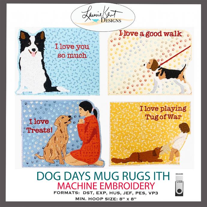 Dog Days Mug Rugs - Embroidery Designs