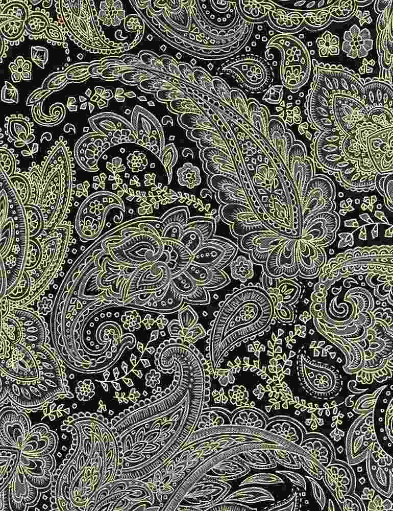 Silver & Gold Paisley CM1002 Charcoal