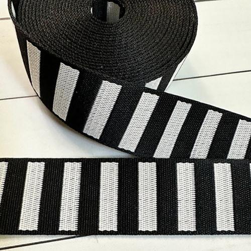 Bold Stripe 1.5" Webbing Black/White