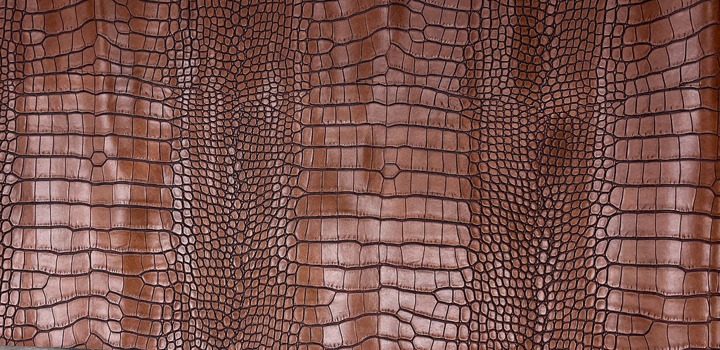 Faux Leather Large Scale Crocodile Chestnut