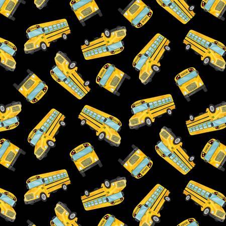 Black Tossed Yellow School Buses