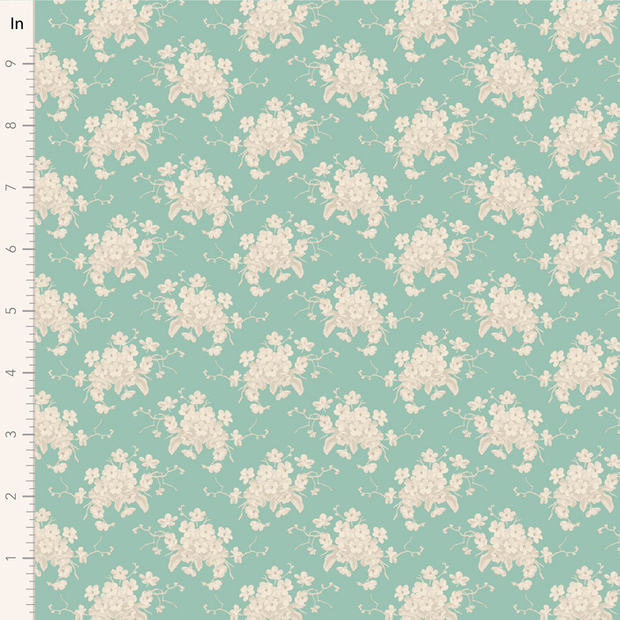 Tilda Sunday Brunch White Flower Teal