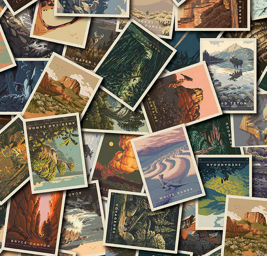 National Parks Postcards Tossed