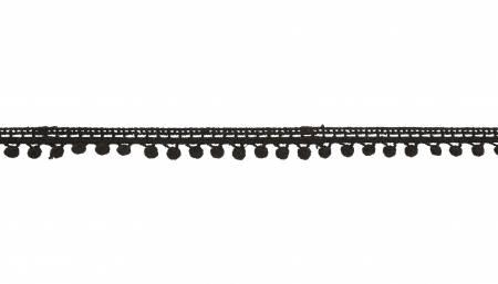 1/2in Yarn Pom Pom Trim Black 14yd