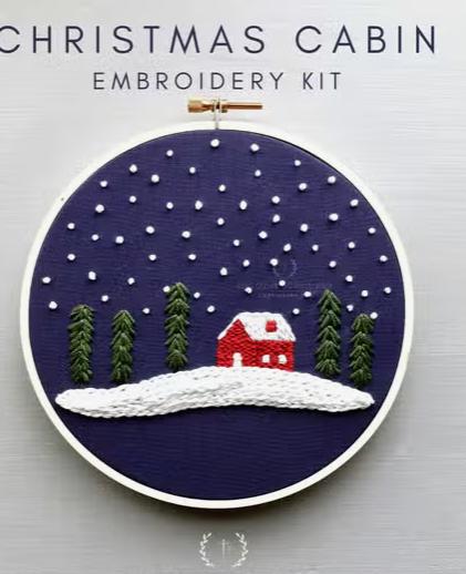 Christmas Cabin Embroidery Kit