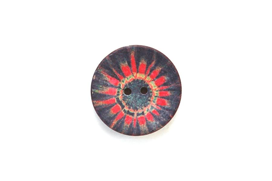 Coconut Tye Dye Black and Red Button BU1739C30