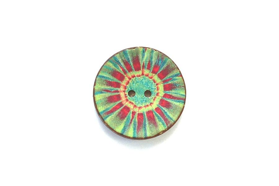 Coconut Tye Dye Green and Red Button BU1733C30