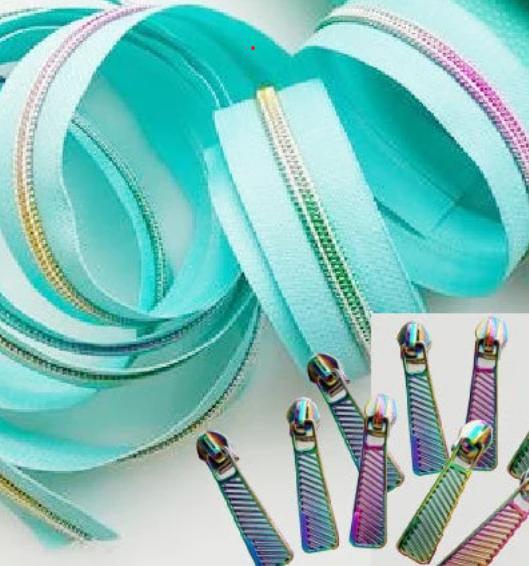 Mint Zipper with Rainbow Teeth