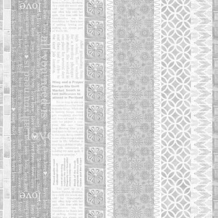 Opposites Attract Grey Newspaper Pattern Love Stripe