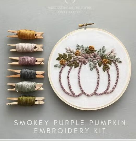 Smokey Purple Pumpkin Embroidery Kit