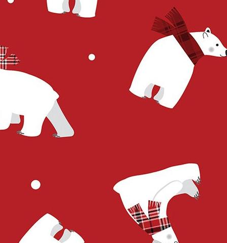 Winter Comfort Flannel Polar Bear Red