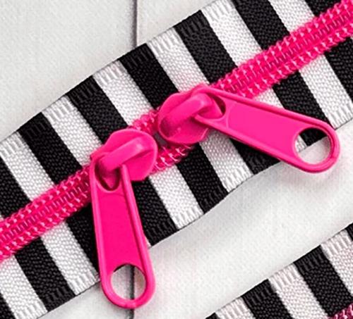 Black/White Tape with Hot Pink Teeth 30" Zipper