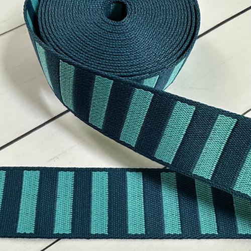 Bold Stripe 1.5" Webbing Peacock/ Turquoise