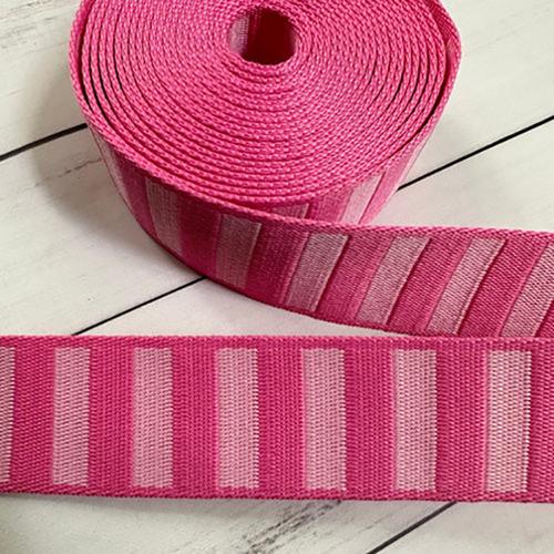 Bold Stripe 1.5" Webbing Flamingo/Pale Pink