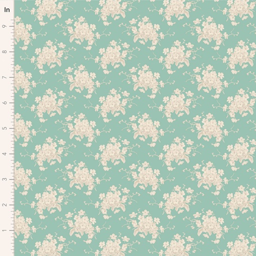 [100581] Tilda Sunday Brunch White Flower Teal