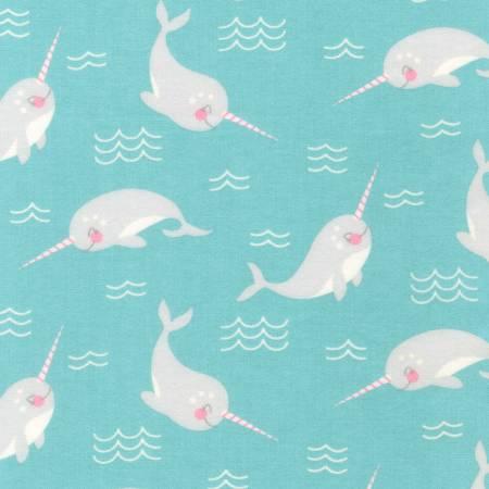 Snow Snuggle Flannel Narwhals Aqua