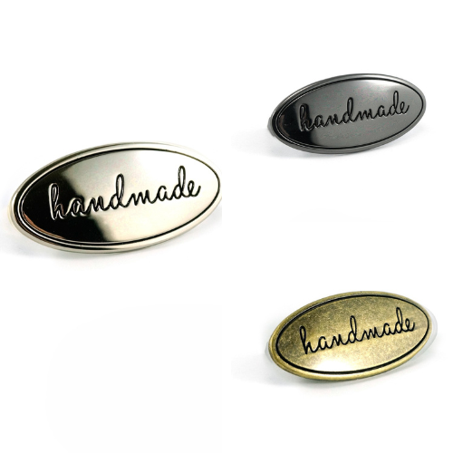 "Handmade" Oval Metal Bag Label