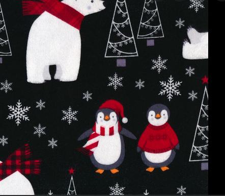 Winter Comfort Flannel Snowy Friends Black